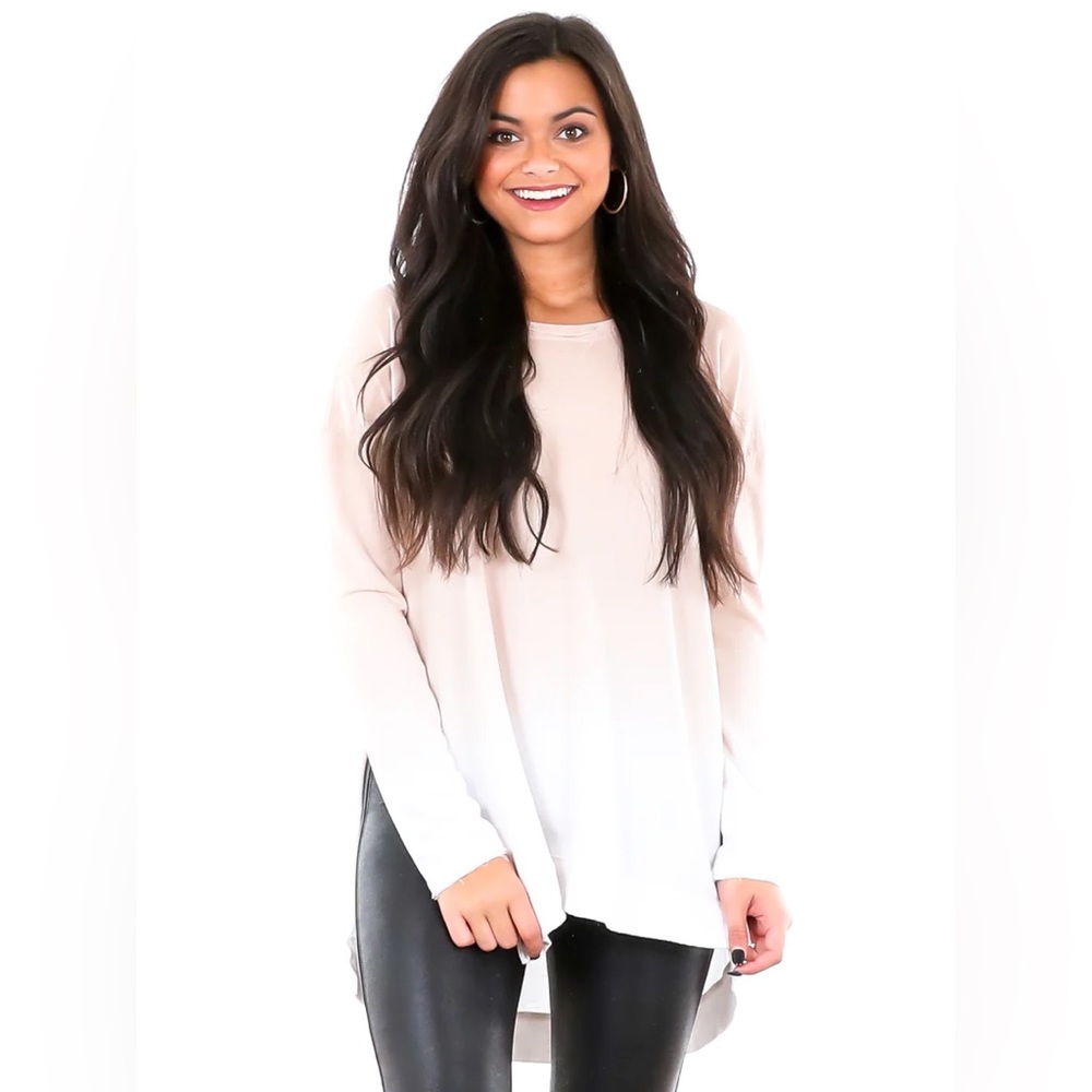 Z SUPPLY Birch Ombré Weekender Cream white beige sweatshirt crew neck